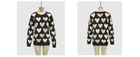 Suéter de punto para el día de San Valentín para mujer - Jersey de manga larga con cuello redondo y diseño de perlas y corazones, prendas de punto informales y acogedoras para invierno - details 10
