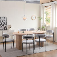 Un juego de 4 sillas de comedor de estilo nórdico, sillas de comedor modernas de terciopelo Teddy, patas de metal para cocina/sala de estar - details 8
