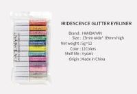 HANDAIYAN Juego de delineador de ojos líquido con lentejuelas deslumbrantes y brillantes de 12 colores, delineador de ojos colorido intenso metálico resistente al agua, de larga duración, ultrafino - details 6