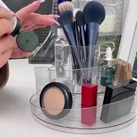 Caja de almacenamiento de cosméticos de plástico, estante transparente creativo para el cuidado de la piel, tubo de almacenamiento de brochas de maquillaje multifunción de gran capacidad - details 2