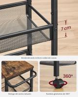 Carro de 4 Niveles, Carro Estrecho de Cocina con Ruedas, con Asa, para Espacio Reducido, 22 x 45,4 x 77 cm, para Cocina, Baño, Salón, Estudio, Marrón Rústico y Negro LRC033B01 - details 21
