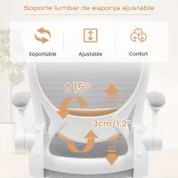 9060 Silla de oficina ergonómica con reposabrazos plegables, silla de ordenador giratoria de malla de 360 ° , gris claro - details 2
