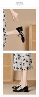 Zapatos de tacón medio para mujer, cómodos, de 3cm, bloque de color blanco y negro, zapatos Mary Jane con punta cuadrada - details 10