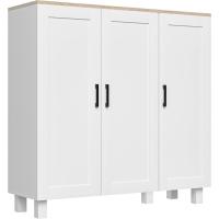 2 Puertas Estante Ajustable Base Elevada Comedor Pasillo Dormitorio Dispositivo Antivuelco 60x30x90 cm Blanco - details 9