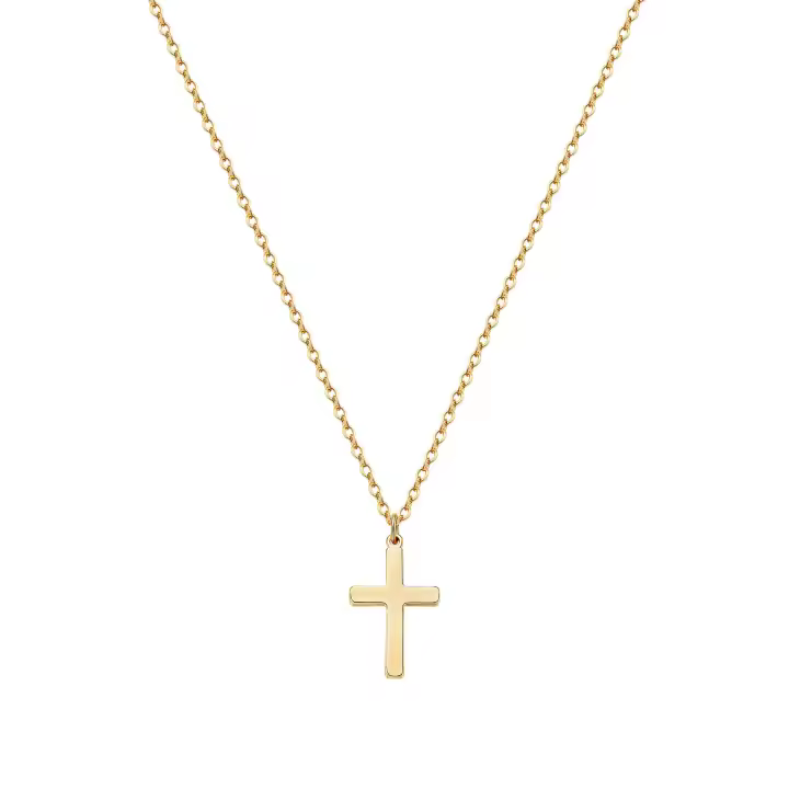 Collar Cruz EWENSOO de Metal Plateado 14K Colgante Delicado con Caja Collar Simple y Lindo para Mujeres - 1