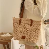Bolso de hombro de encaje ahuecado de gran capacidad, bolso de mano de ganchillo con flores, bolsos ligeros tejidos con flores para mujer - details 8