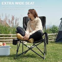 Silla de Camping Plegable 230KG Cargable Silla Plegable 62cm Anchura de Asiento con Bolsillo Lateral y Portavasos Silla Plegable de Gran Tamaño para Camping Exterior Balcón Jardín - details 12