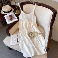 Jyccr Bohemian ral bordado corto sin mangas para mujer verano dulce crochet correa de espagueti vestido de vacaciones - details 9