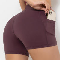 Pantalones cortos de gimnasio para mujer, yoga con bolsillo, leggings Fiess, pantalones cortos de cintura alta - details 2
