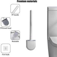 Cepillo De Inodoro De Silicona Con Mango Largo Y Soporte Para Secado Rápido Accesorio De Baño Flexible Y Ecológico - details 2