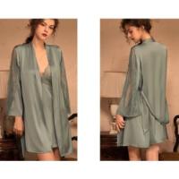 Batas de Seda para Mujer Conjunto de Pijama de 3 Piezas Camisón Sexy para Casa - details 9