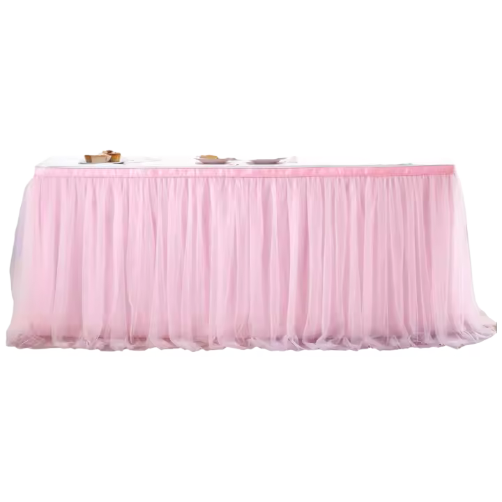 Falda de tul rosa de 6 pies baby shower, mesa para mesas rectangulares o redondas - 1