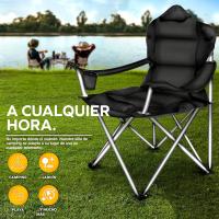 Camping Plegable y transportable |   hasta 150 kilos |    Pesca portátil con reposabrazos y portabebidas (Negro) - details 2