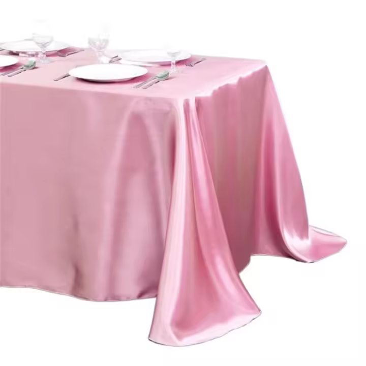 Mantel de satén para mesa de boda, cubierta de mesa de boda Rectangular de Color sólido, lavable, brillante - 1