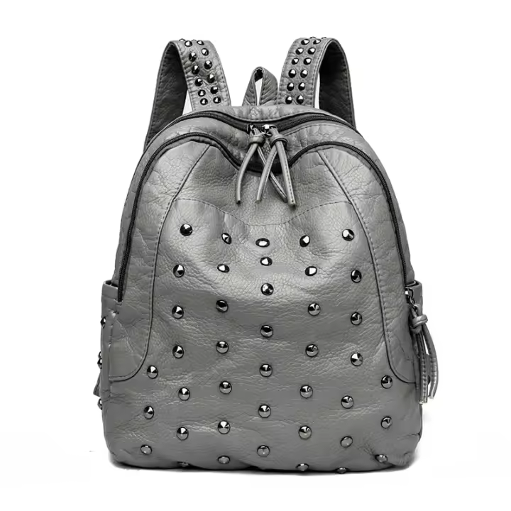 Mochipa De Cuero de gran capacidad para Mujer, Morral de lujo con diseño de Remaches, Bolso de hombre de alta calidad - 1