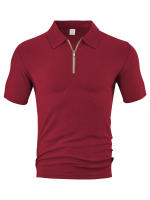 Hombre verano casual toalla suelta jacquard cremallera puerta digan hombre manga corta Polo - details 25