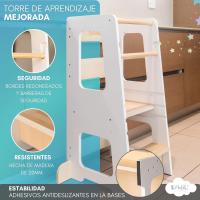 Torre de Aprendizaje de Madera Montessori Taburete Infantil Torre Montessori (Blanco) - details 4