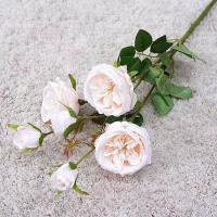 Ramo de rosas artificiales de 6 cabezas, flores de rosas de seda exquisitas de plástico, flores falsas realistas que no se decoloran, decoración del jardín del hogar - details 1