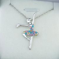 Collar con colgante de bailarina de Ballet de cristal colorido a la moda, collar de niña bailarina con diamantes de imitación de colores, regalos de joyería - details 3