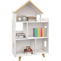 Estantería de Almacenamiento para Juguetes y Libros 3 Niveles, Madera Maciza, 65 x 25 x 108,5 cm, Color Blanco y Natural - details 0