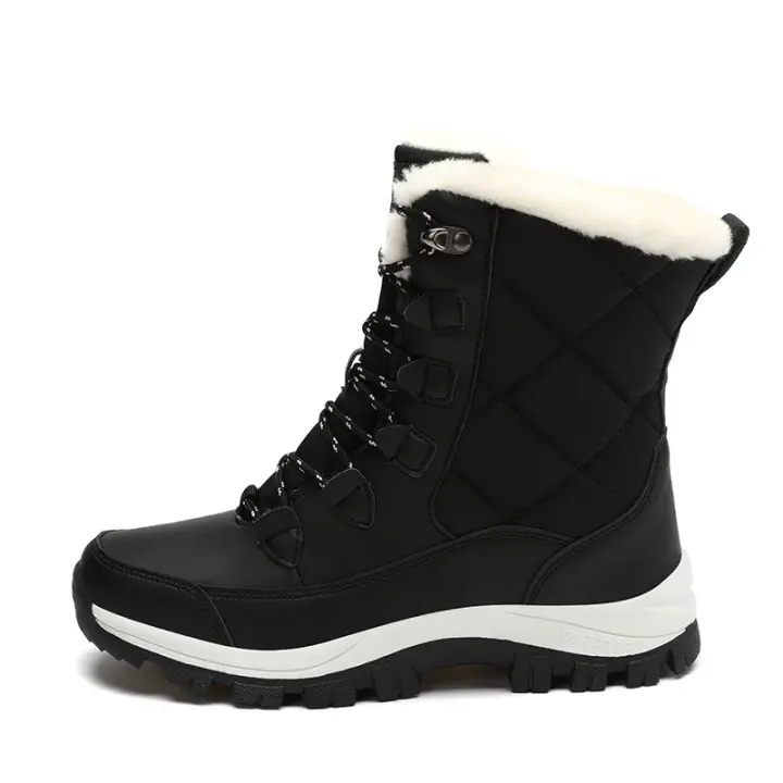 Botas de nieve para mujer, botas impermeables con forro de piel para invierno, botines ligeros para exteriores - 1