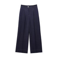 OUWU- Chaqueta De Mujer Con Cuello Redondo Y Manga Larga Con Costuras Contrastantes, Pantalones De Pierna Ancha De Cintura Alta, Nuevo Traje Informal De Primavera - details 6