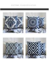Funda de almohada bordada de algodón azul, cojín de decoración del hogar, bordado geométrico, hilo de ganchillo, sofá, cojín trasero - details 12
