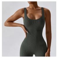 Ropa de baile de yoga de una pieza sin costuras para mujer Mono ajustado acanalado - details 8