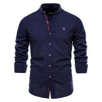 Camisa delgada de primavera y verano, camisa de manga larga de color sólido de negocios de moda para hombres de estilo japonés informal de algodón y lino para hombres (talla de EE. UU.) - details 3