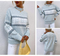 Suéter de cuello alto Medio para mujer, prendas de punto de copos de nieve de Navidad, jersey de cuello redondo, moda de invierno, 2024 - details 7