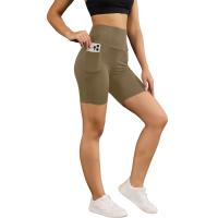 Pantalones cortos de motociclista de cintura alta para mujer con bolsillos súper suaves sin transparencias entrenamiento correr Yoga atlético Push Up gimnasio - details 13