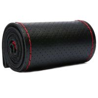 Funda protectora de cuero para volante de coche, funda tejida de piel de vaca de 38cm, con aguja y hilo antideslizantes - details 8
