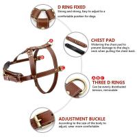 Arnés cuero suave perro, accesorio ustable para entrenamiento de caminar, Pitbull, Alaskan, mediano y grande, color marrón - details 3