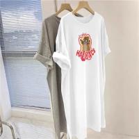 Vestido camisero de manga corta con dibujos animados de talla grande para mujer, vestido informal holgado de verano de longitud media hasta la rodilla, cómodo y transpirable - details 5
