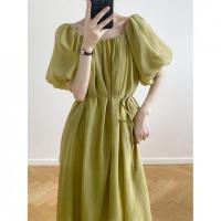 Vestido de un hombro para mujer en verano, impresionante y lujoso. Falda francesa larga con cuello cuadrado, falda princesa con mangas de burbuja - details 1