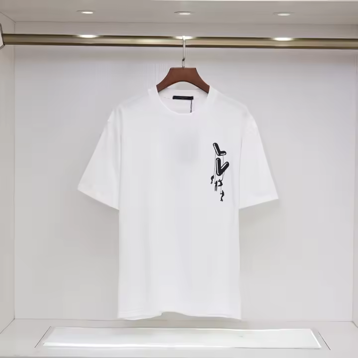 Camisetas de Verano de Algodón Patrón Clásico de Paracaídas Cuello Redondo - 1