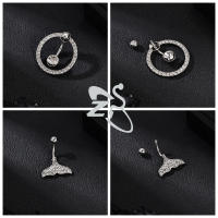 ZS-Piercing de acero inoxidable con forma de corazón para el ombligo, anillo de 14G con cristal de circonia cúbica rosa, Piercing corporal, joyería de 10MM, 1 pieza - details 6