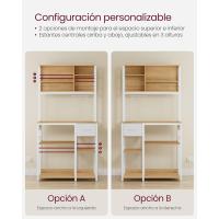 Estantería de Cocina con Multienchufe, Armario de Cocina con Estantes Ajustables, Cajón de Tela, 12 Ganchos, 40 x 100 x 180,4 cm, Estante de Microondas, Marrón Rústico y Negro - details 26