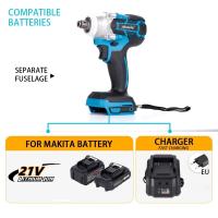 Llave de impacto eléctrica inalámbrica 500N.m 21V, 2 baterías incluidas, motor sin escobillas, 1/2 pulgadas, compatible con herramientas Makita, ideal para reparación de autos y bricolaje (3000 rpm, velocidad ajustable) - details 7