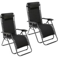 2 sillas Gravedad Cero Camping jardín y terraza, reclinables, Bloqueo de Seguridad, Estructura Acero Gris y Asiento Lona Oxford poliéster 3D Beige - details 8