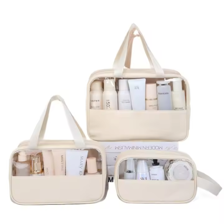 Bolsa de maquillaje transparente portátil para mujer - 1