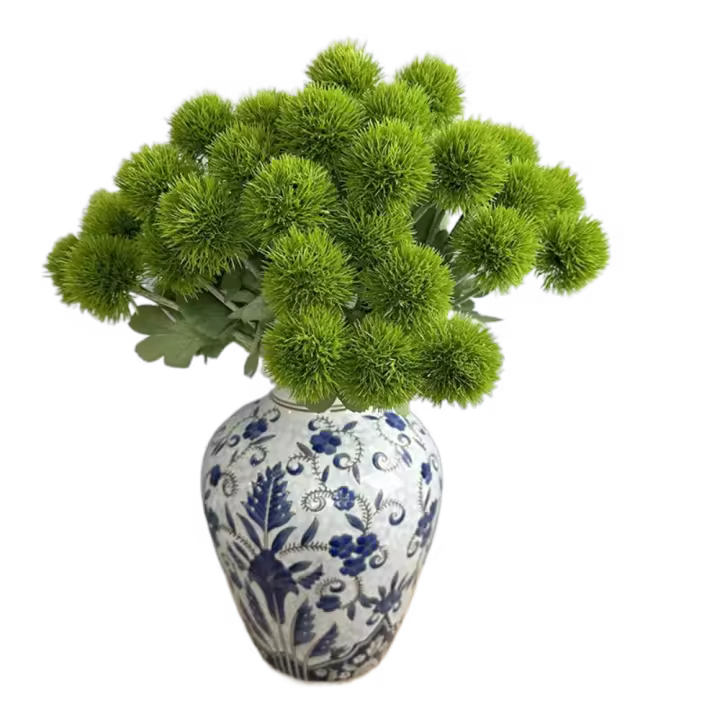 Bola Artificial de crisantemo de 6 cabezas, ramo de bolas de pelo artificiales de plástico de tacto Real, flores falsas realistas, decoración para el hogar y la sala de estar - 1