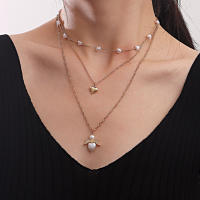 Collar de ala de Ángel con perlas en forma de corazón multicapa elegante para mujer, collar de alta gama con diseño de nicho - details 0
