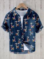 Nueva camisa de solapa de manga corta para hombre, Top informal de lino de playa hawaiano de un solo pecho para vacaciones - details 2