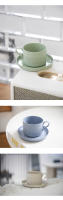 Taza de café de Cerámica de 250 ml con platillo, juego de Taza de Te y platillo de color sólido, hermoso y práctico. - details 0