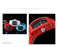Reloj de Pulsera de Cuarzo de Lujo Automático Estilo Hueco Impermeable Deportivo Correa de Cuero - details 2