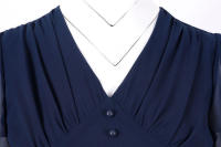 Elegante vestido de fiesta largo de gasa con cuello en V, mangas cortas tipo farol y color sólido para mujer, verano. - details 11
