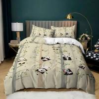 Juego de cama con estampado de Panda para niños y niñas, funda de edredón con fundas de almohada, color blanco y negro, tamaño Queen - details 18