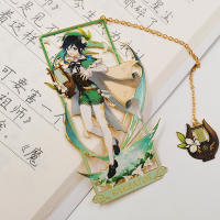 Genshin-Colgante de borla de impacto, marcapáginas de Metal, Raiden Shogun, Zhongli, Yae, Miko, Nahida, Xiao, Clip de libro de diario, 12 estilos - details 4