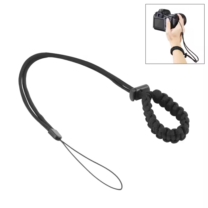 Correa de muñeca ajustable para cámara antipérdida deportiva trenzada PULUZ (negra) - 1